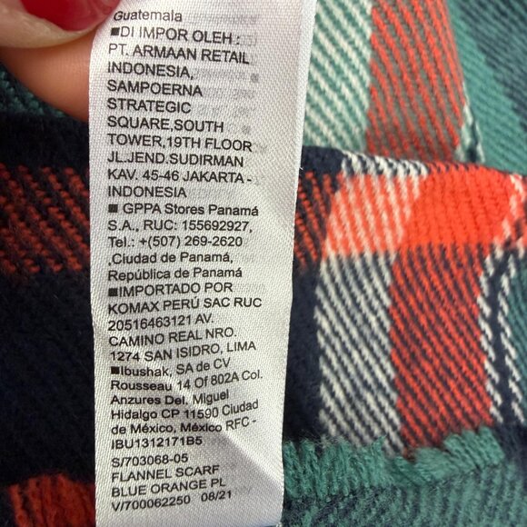 Old Navy Unisex Plaid Fringe Winter Scarf Blue Orange Green Acrylic One Size - Picture 7 of 7